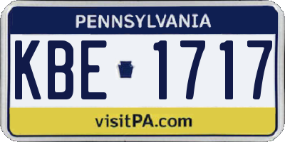 PA license plate KBE1717