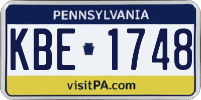 PA license plate KBE1748
