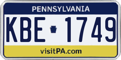 PA license plate KBE1749
