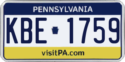 PA license plate KBE1759