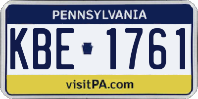 PA license plate KBE1761