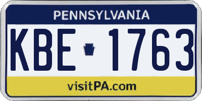 PA license plate KBE1763
