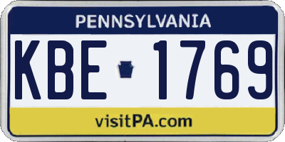 PA license plate KBE1769