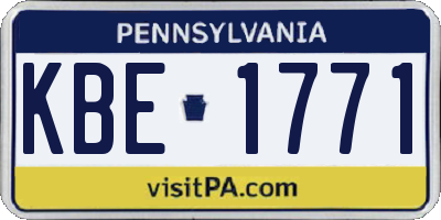 PA license plate KBE1771