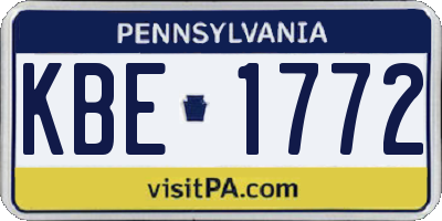 PA license plate KBE1772