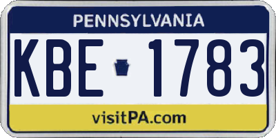 PA license plate KBE1783