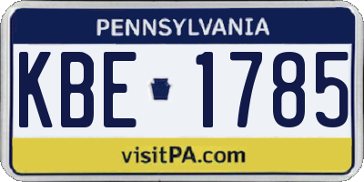 PA license plate KBE1785