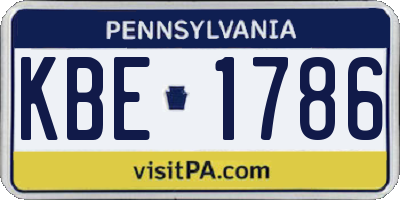 PA license plate KBE1786