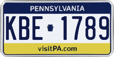 PA license plate KBE1789