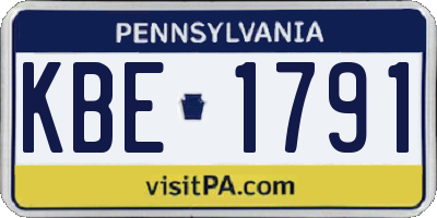 PA license plate KBE1791
