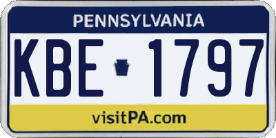 PA license plate KBE1797