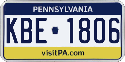 PA license plate KBE1806