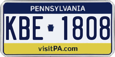 PA license plate KBE1808