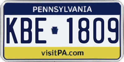 PA license plate KBE1809