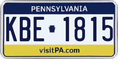 PA license plate KBE1815