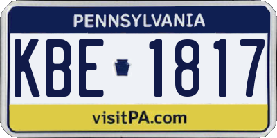PA license plate KBE1817