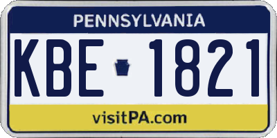 PA license plate KBE1821