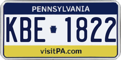 PA license plate KBE1822