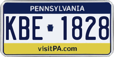 PA license plate KBE1828