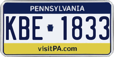 PA license plate KBE1833