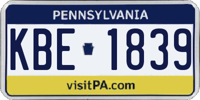 PA license plate KBE1839