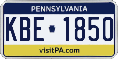 PA license plate KBE1850