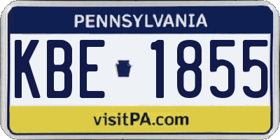 PA license plate KBE1855