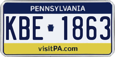 PA license plate KBE1863
