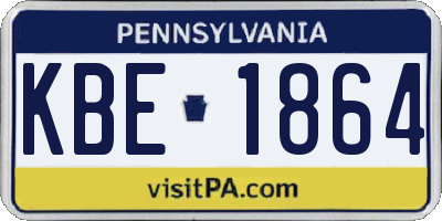 PA license plate KBE1864