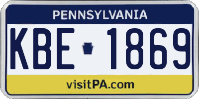 PA license plate KBE1869