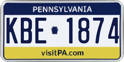 PA license plate KBE1874