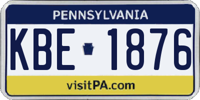 PA license plate KBE1876
