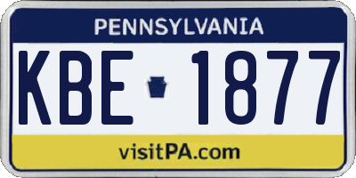 PA license plate KBE1877