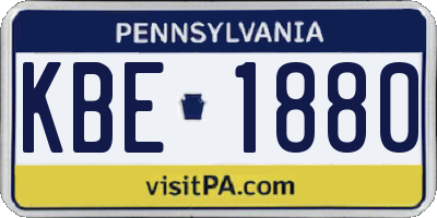 PA license plate KBE1880