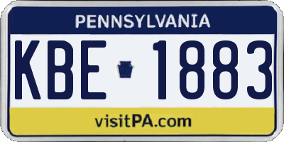 PA license plate KBE1883