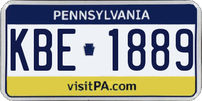 PA license plate KBE1889