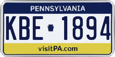 PA license plate KBE1894