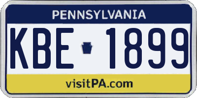 PA license plate KBE1899