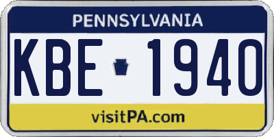 PA license plate KBE1940