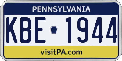 PA license plate KBE1944