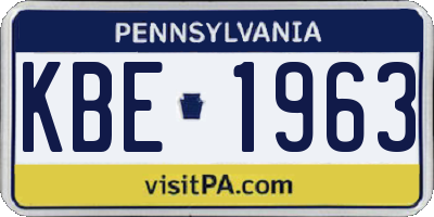 PA license plate KBE1963