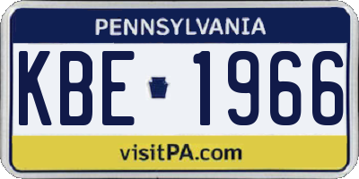 PA license plate KBE1966