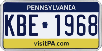 PA license plate KBE1968
