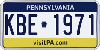 PA license plate KBE1971