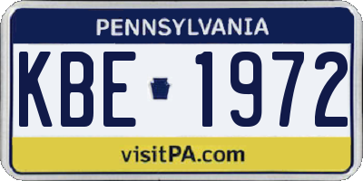 PA license plate KBE1972