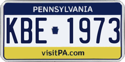 PA license plate KBE1973