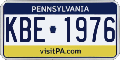 PA license plate KBE1976