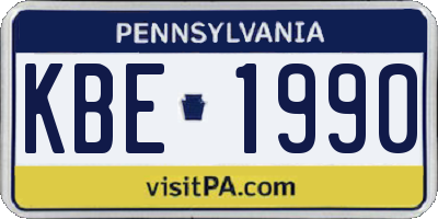 PA license plate KBE1990