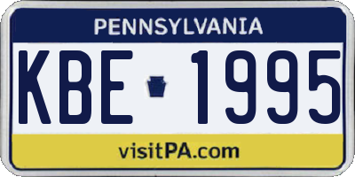 PA license plate KBE1995