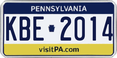 PA license plate KBE2014